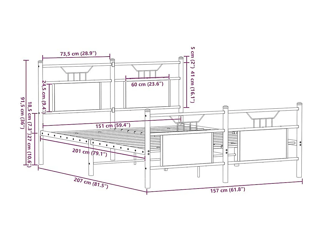 Bedframe zonder matras hout gerookt eikenkleurig 150x200 cm