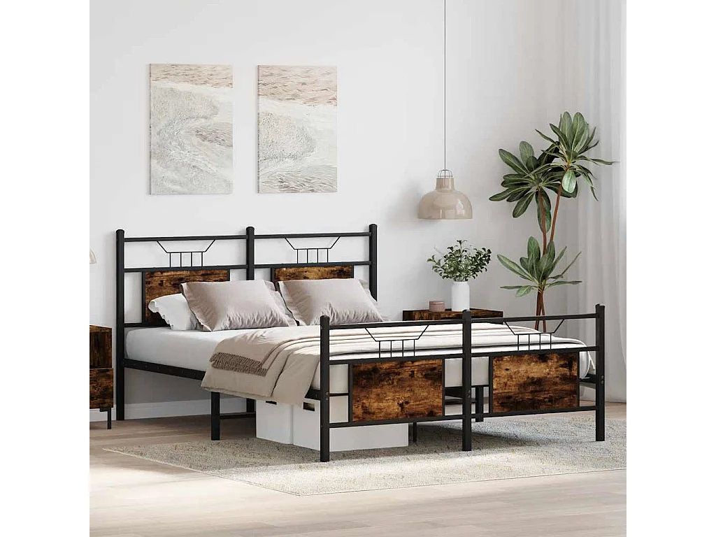 Bedframe zonder matras hout gerookt eikenkleurig 150x200 cm