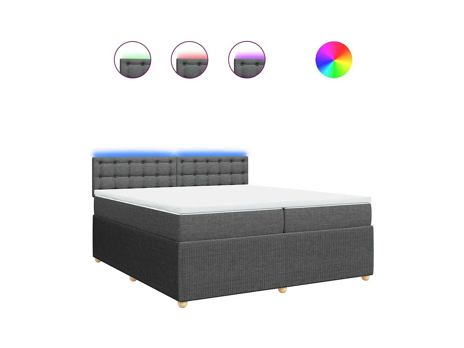 Boxspringbett mit Matratze Dunkelgrau 200x200 cm Stoff