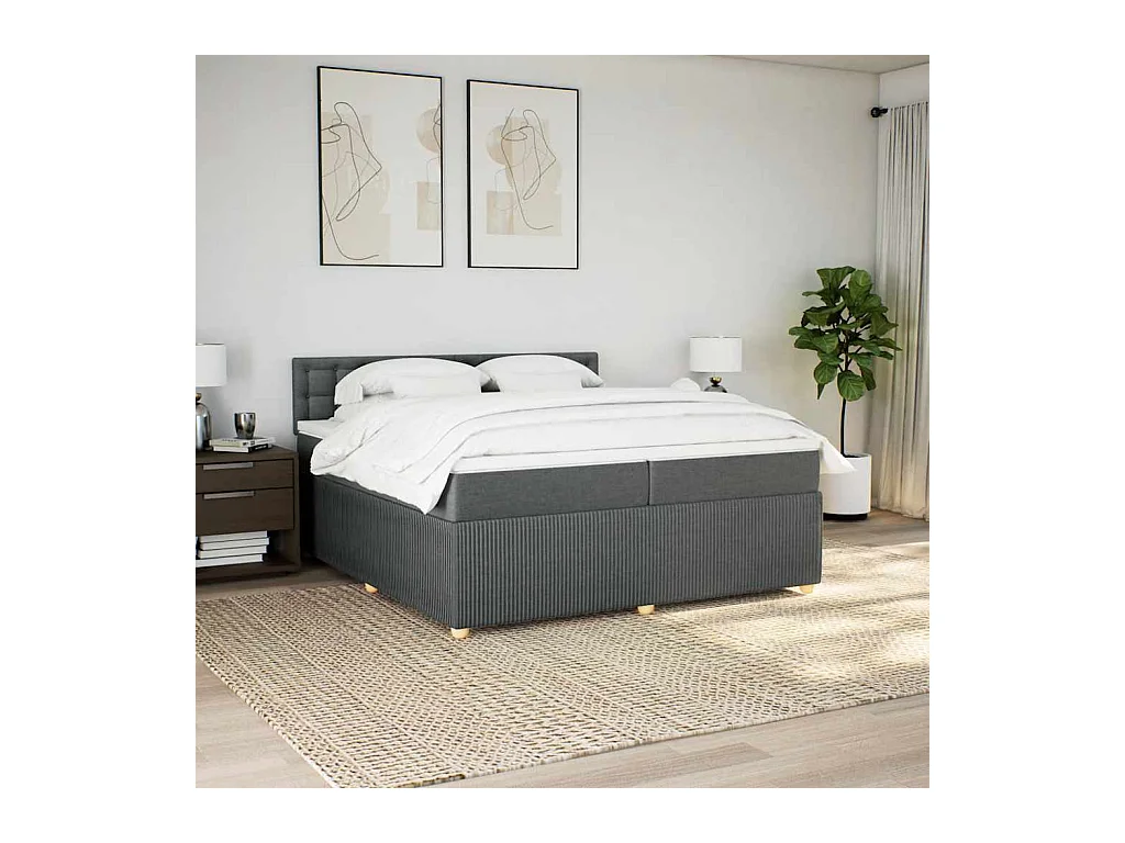 Boxspringbett mit Matratze Dunkelgrau 200x200 cm Stoff