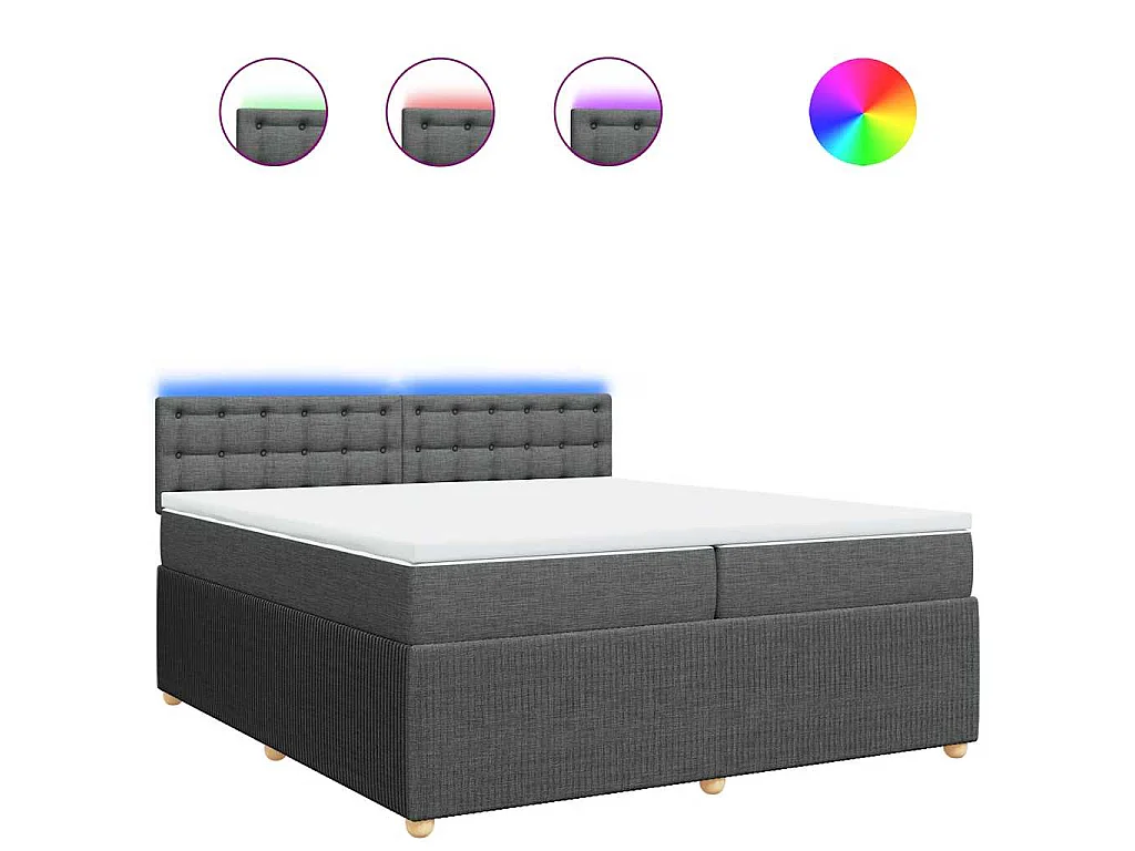 Cama box spring con colchón tela gris oscuro 200x200 cm
