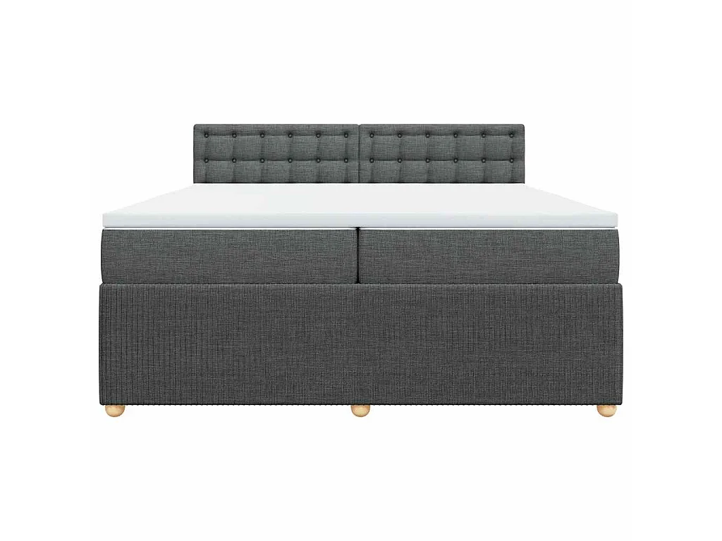 Cama box spring con colchón tela gris oscuro 200x200 cm