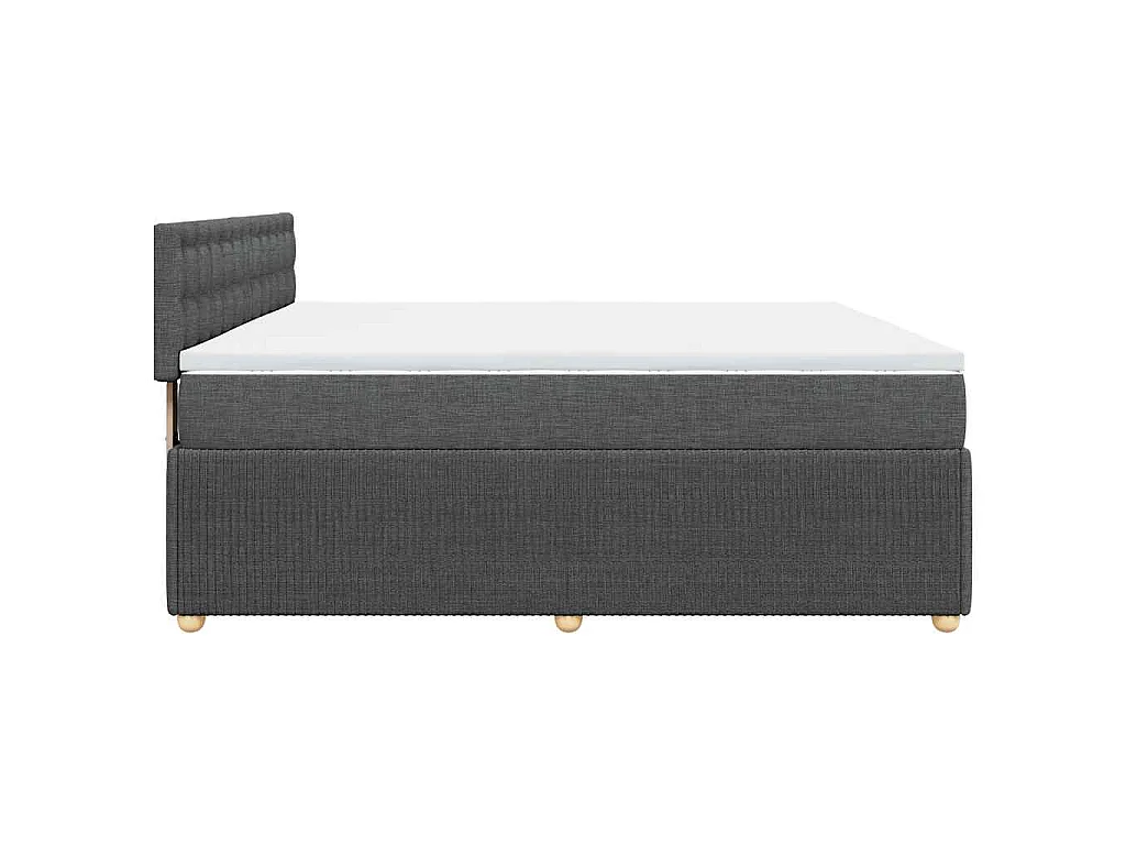 Cama box spring con colchón tela gris oscuro 200x200 cm