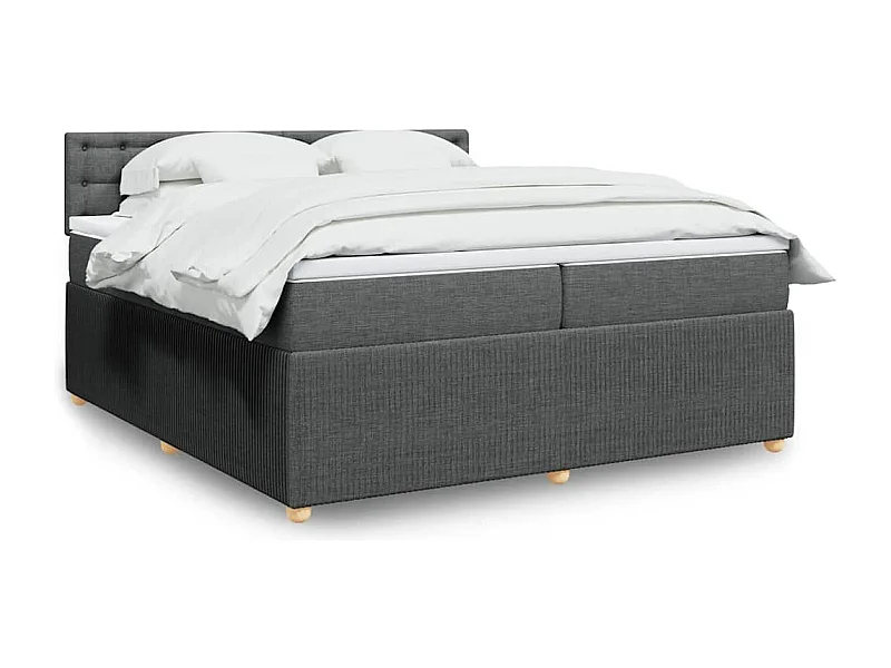 Sommier à lattes de lit avec matelas Gris foncé 200x200cm Tissu
