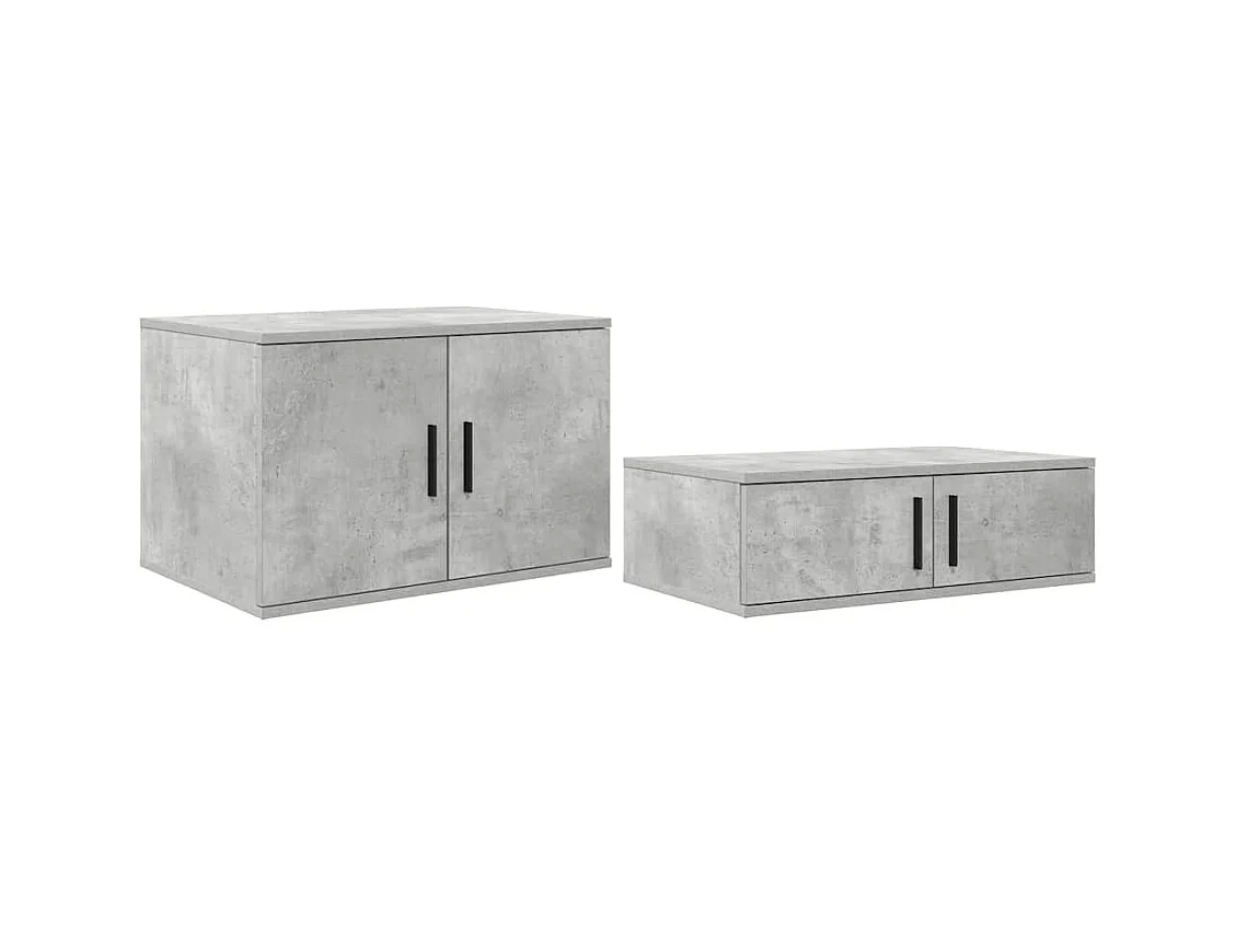 Cadre de lit avec rangement Gris béton 80 cm Bois d'ingénierie