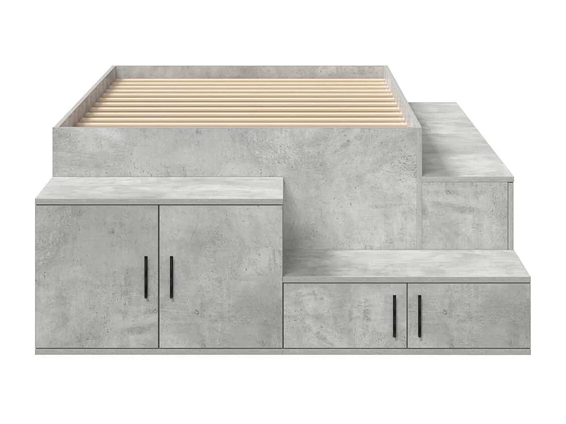 Cadre de lit avec rangement Gris béton 80 cm Bois d'ingénierie