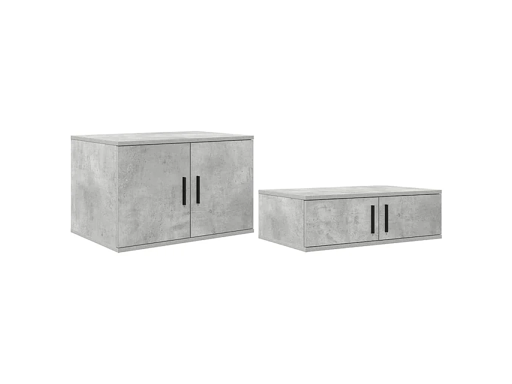 Cadre de lit avec rangement Gris béton 80 cm Bois d'ingénierie