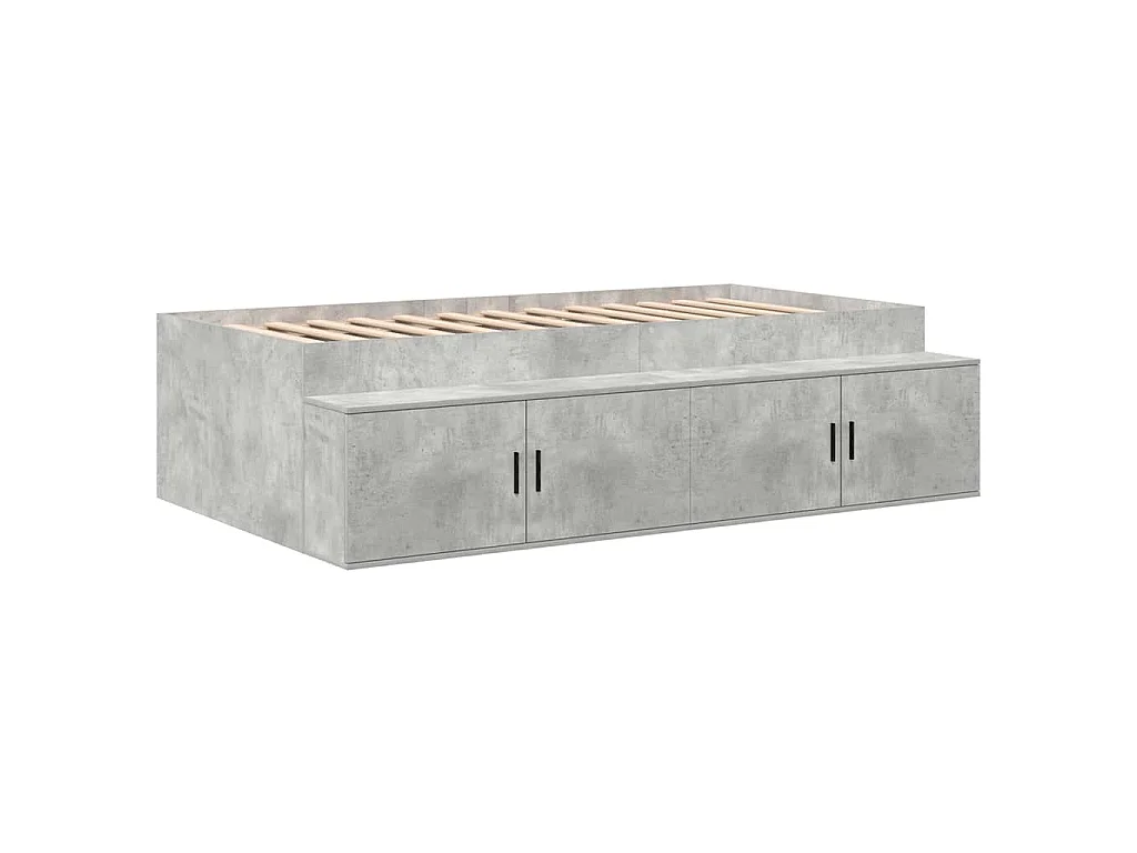 Cadre de lit avec rangement Gris béton 80 cm Bois d'ingénierie