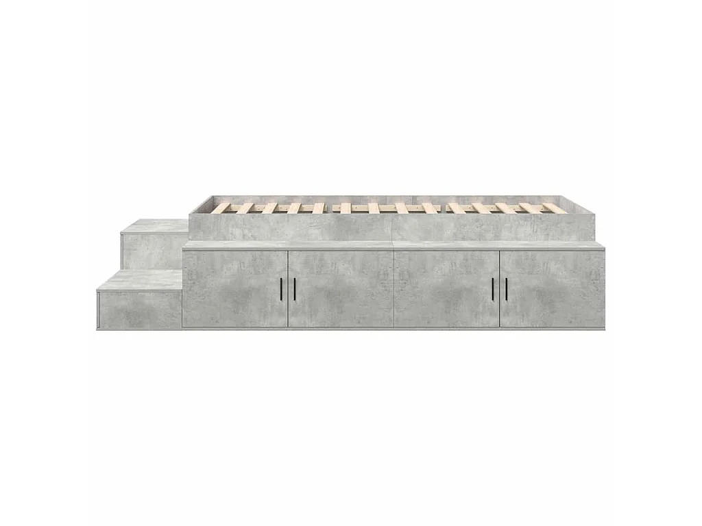 Cadre de lit avec rangement Gris béton 80 cm Bois d'ingénierie