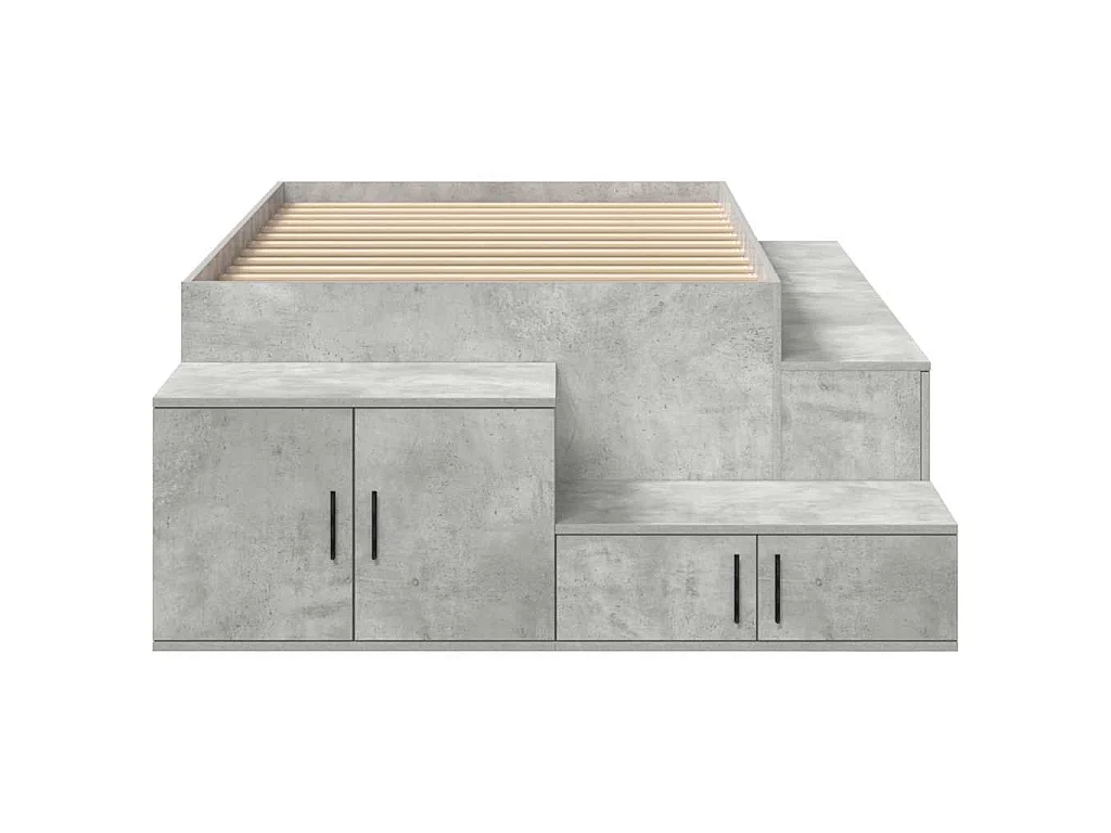 Cadre de lit avec rangement Gris béton 80 cm Bois d'ingénierie