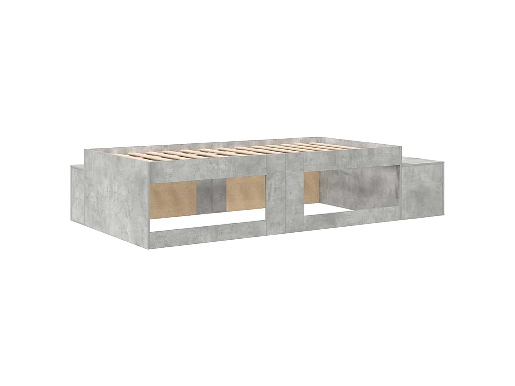 Cadre de lit avec rangement Gris béton 80 cm Bois d'ingénierie