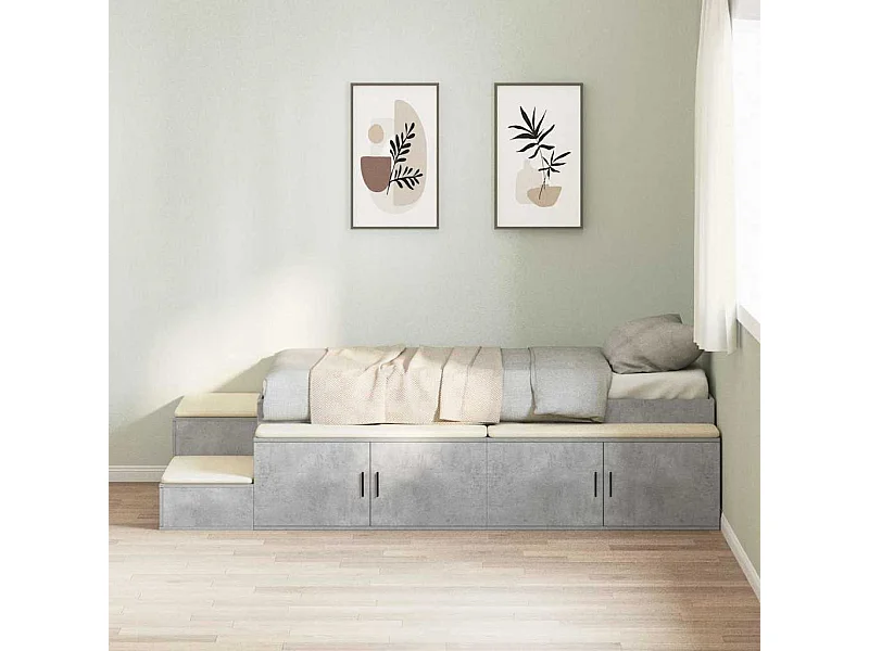 Cama con almacenamiento con almacenamiento Gris Concreto 80 cm