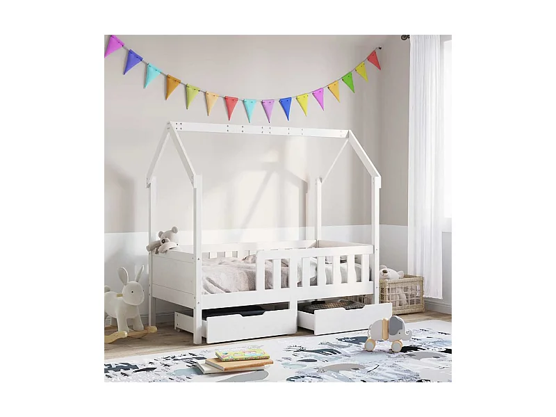 Giroletto Bambini con Cassetti 70x140 cm Legno Massello di Pino