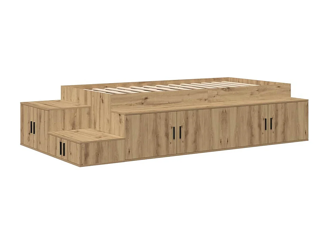 Cadre de lit avec rangement avec stockage Chêne artisanal 80 cm