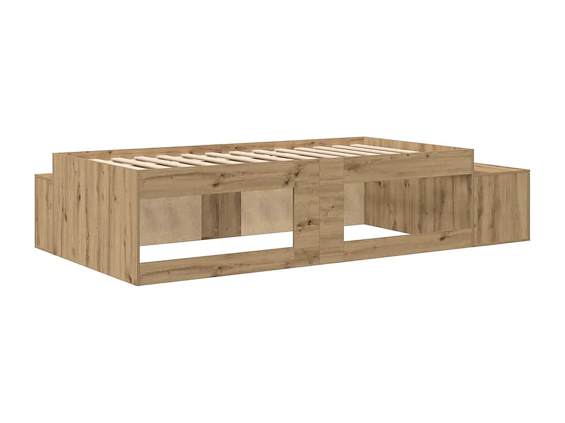 Cadre de lit avec rangement avec stockage Chêne artisanal 80 cm