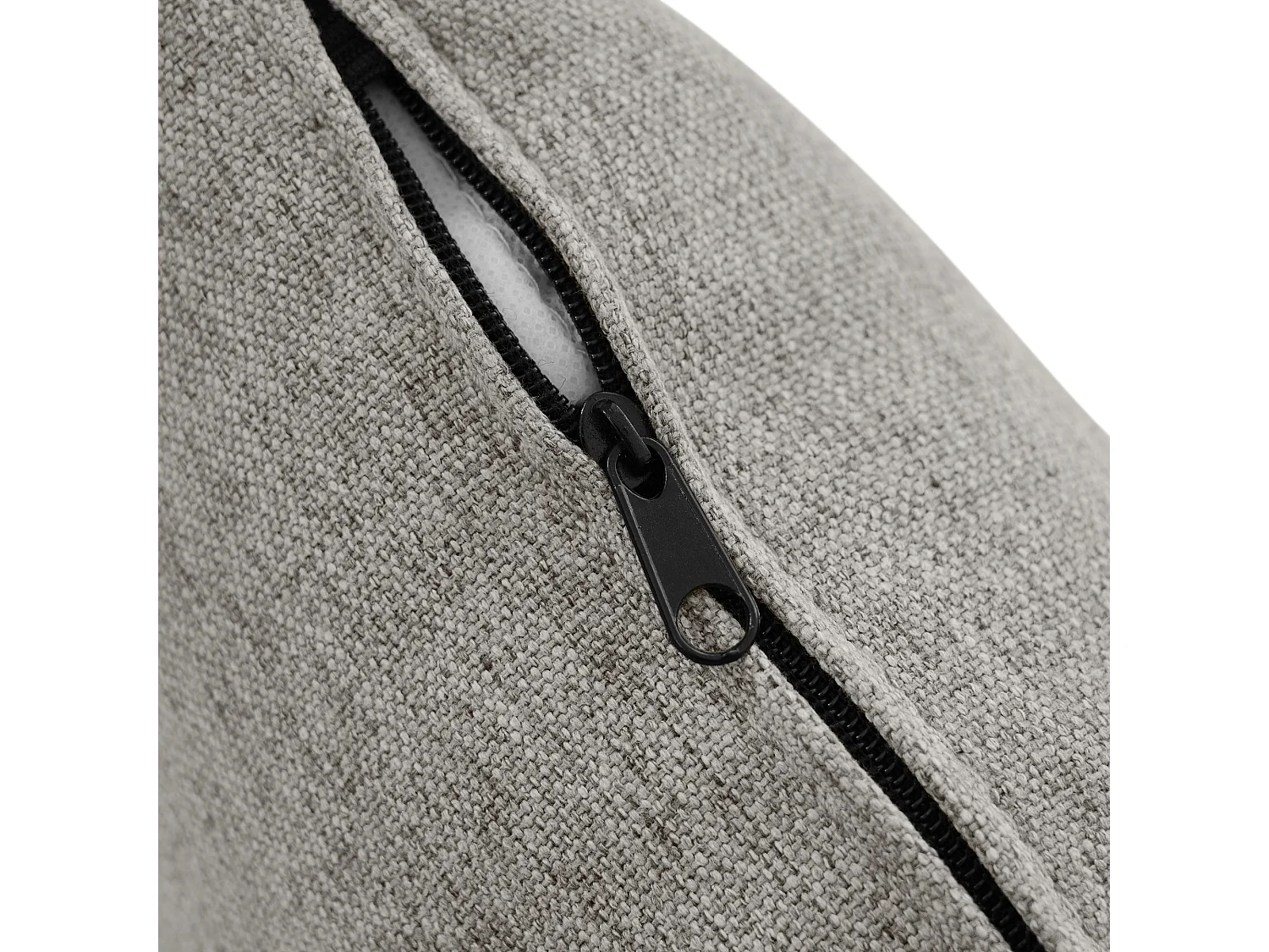 Canapé d'angle 3 places en L gris, tissu coton et lin, pieds en plastique, 166 x 118 x 77 cm