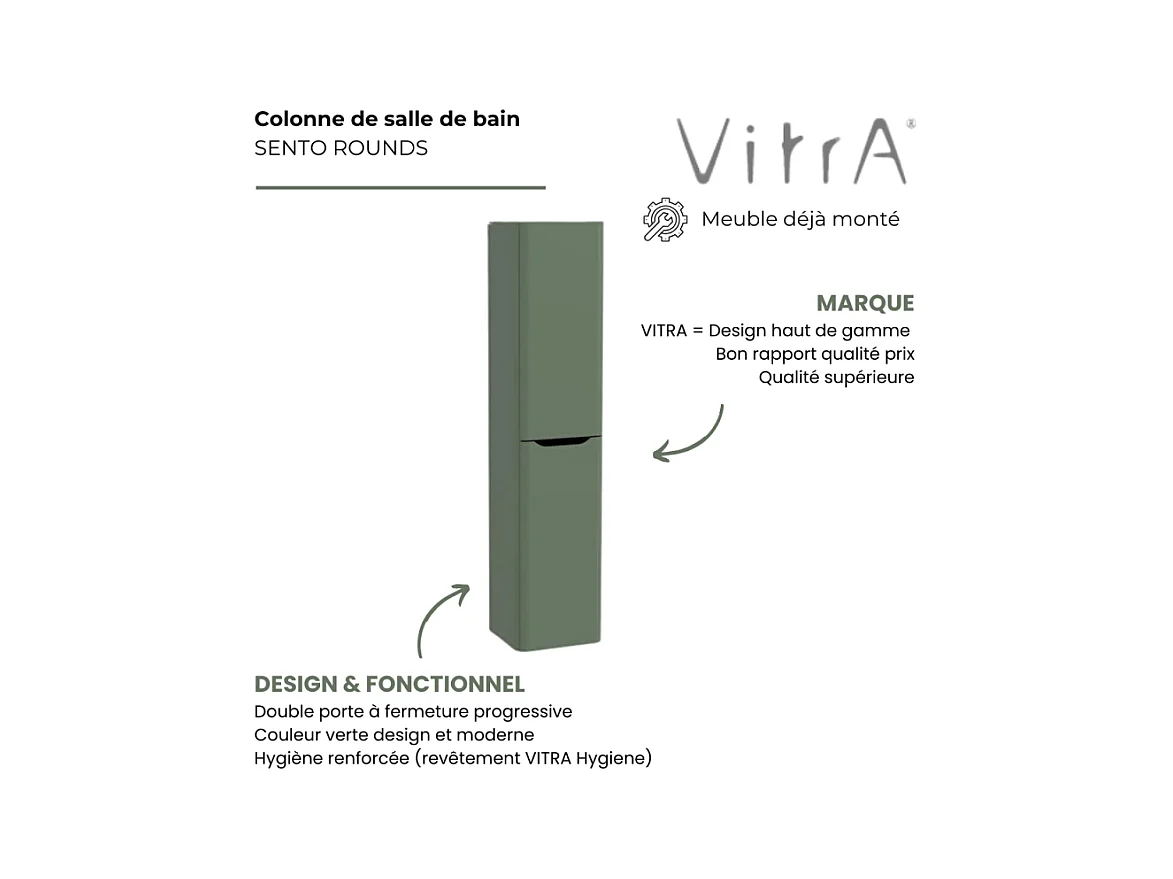 Colonne VITRA Sento Round 2 portes version droite Vert mat