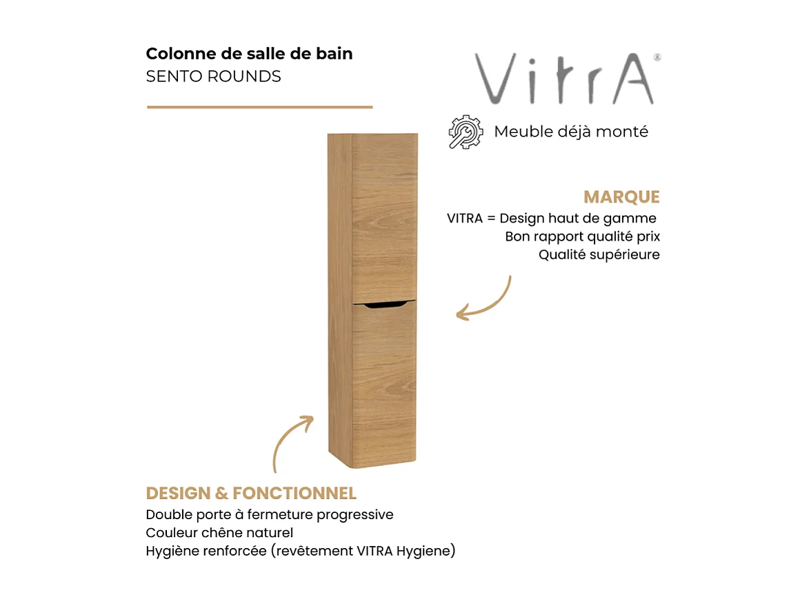 Colonne VITRA Sento Round 2 portes version gauche Chêne naturel doré