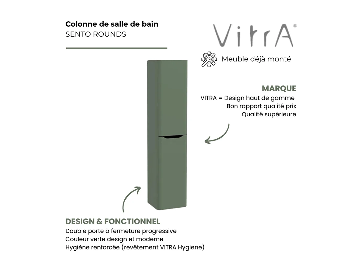 Colonne VITRA Sento Round 2 portes version gauche Vert mat