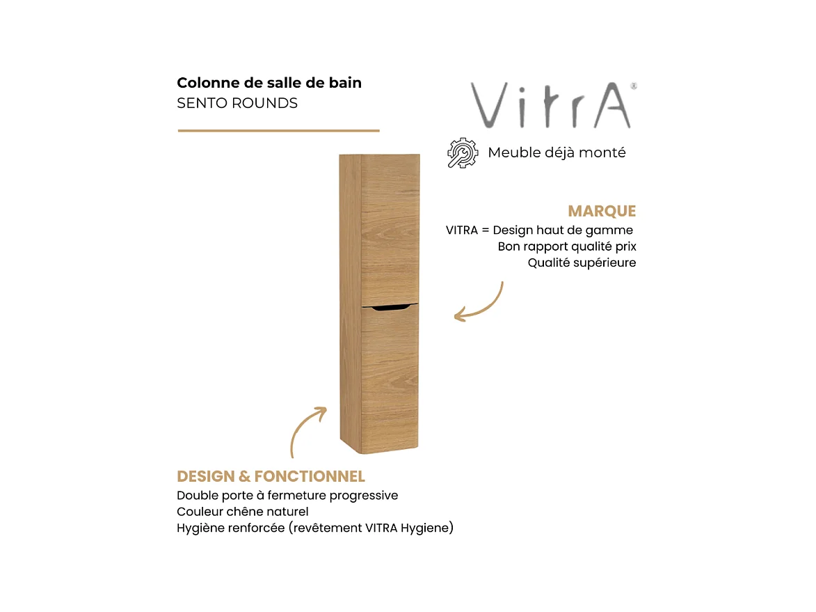 Colonne VITRA Sento Round haute 2 portes version droite Chêne naturel doré