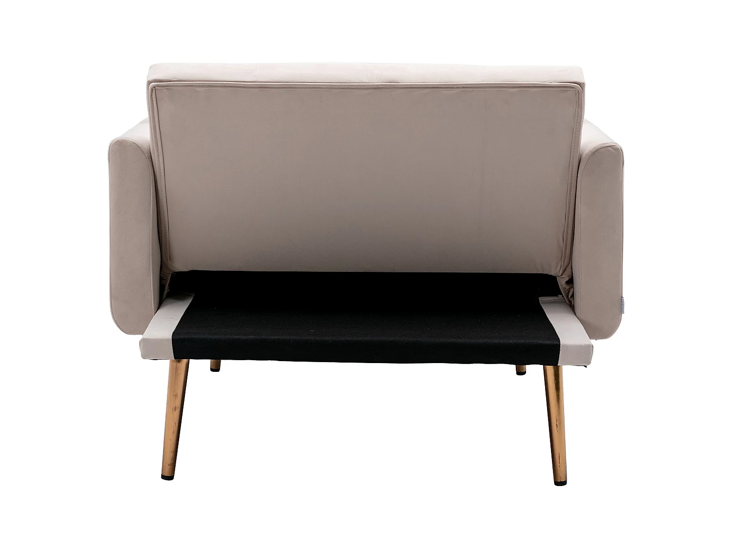 Beigefarbener, umwandelbarer Sessel aus Samt mit 3-fach verstellbarer Rückenlehne 165x90x77cm