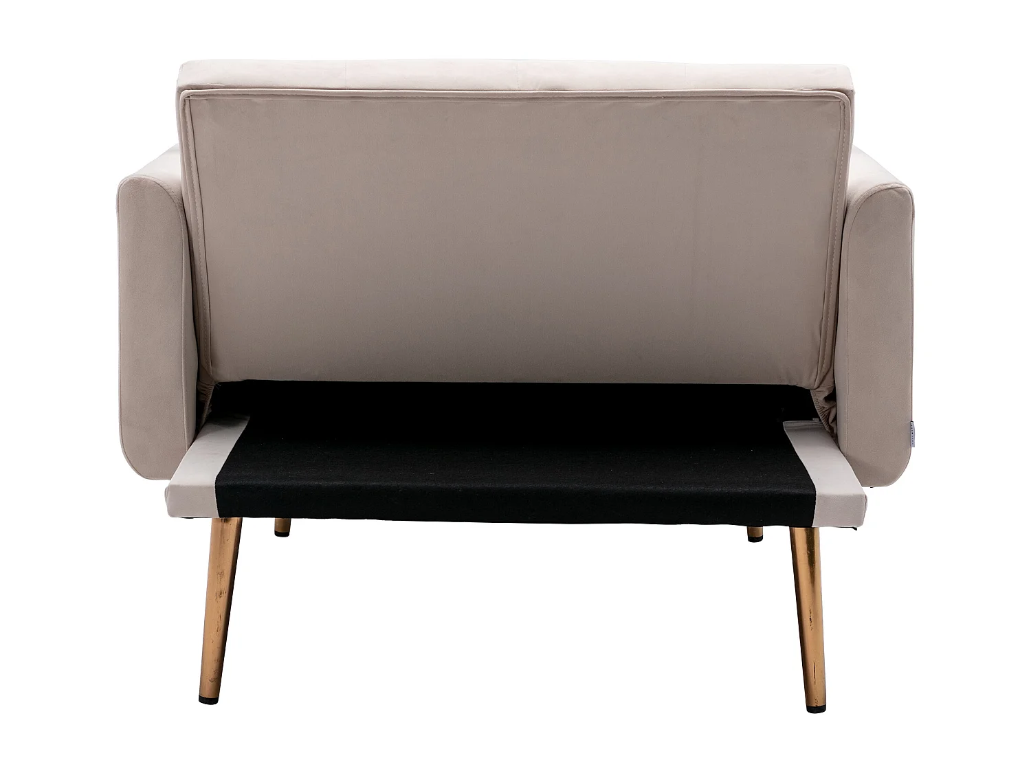 Poltrona convertível em veludo bege com encosto regulável em 3 posições 165x90x77cm