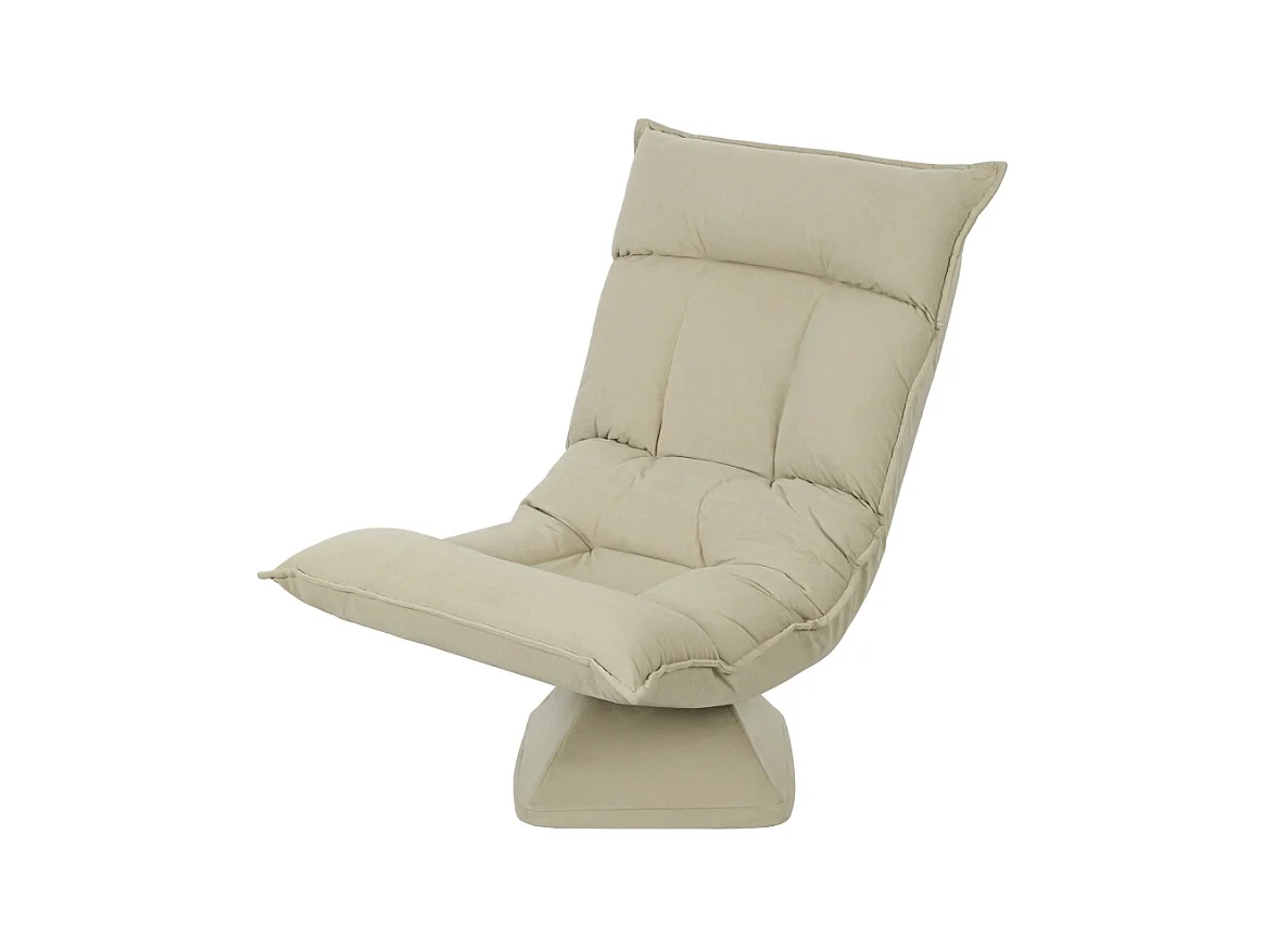 Fauteuil de sol beige avec dossier réglable sur 5 positions, pivotante, polyvalente et confortable
