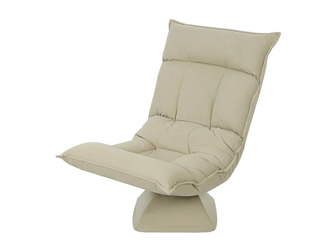 Fauteuil de sol beige avec dossier réglable sur 5 positions, pivotante, polyvalente et confortable