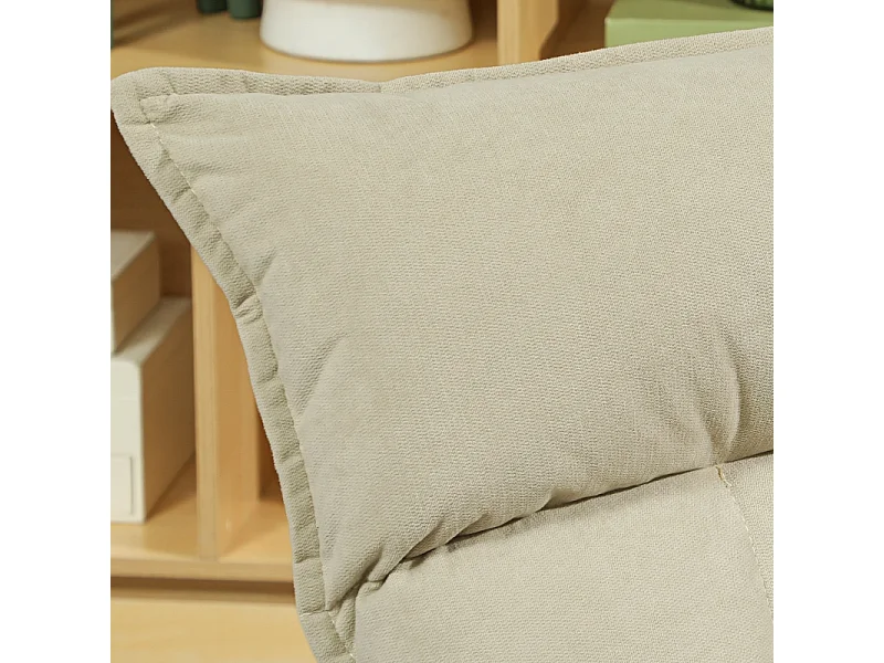 Fauteuil de sol beige avec dossier réglable sur 5 positions, pivotante, polyvalente et confortable