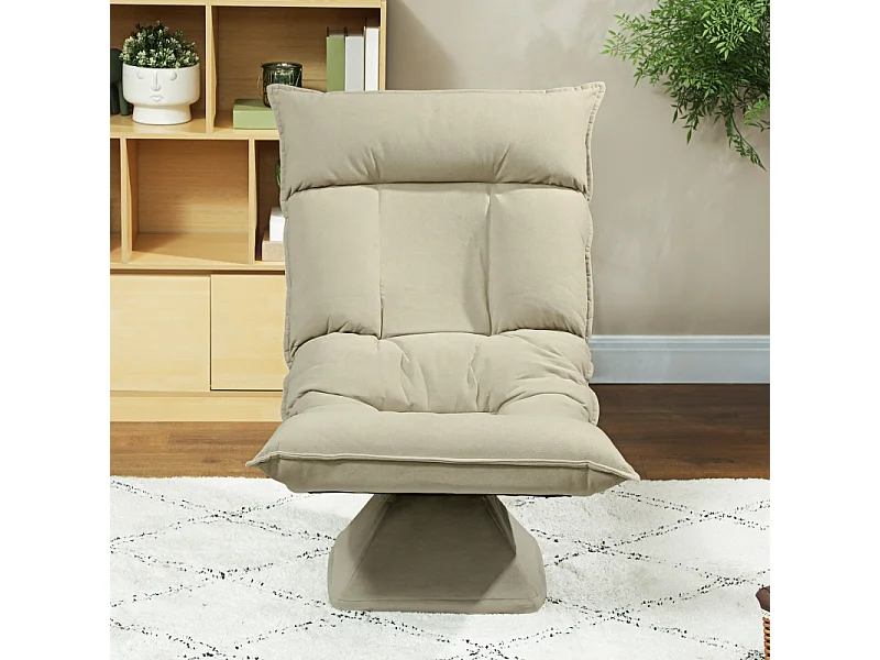 Beige vloerstoel met 5-positie verstelbare rugleuning, draaibaar, veelzijdig en comfortabel