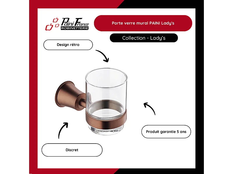 Porte verre mural PAINI Lady's Auburn