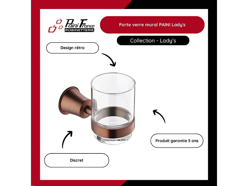 Porte verre mural PAINI Lady's Auburn