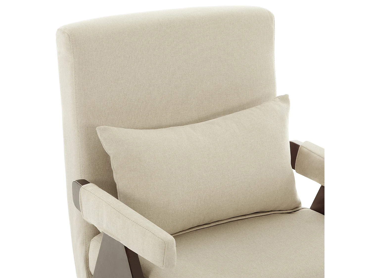 Poltrona convertível 3 em 1 com apoio lombar e encosto regulável em 6 posições, bege + madeira escura