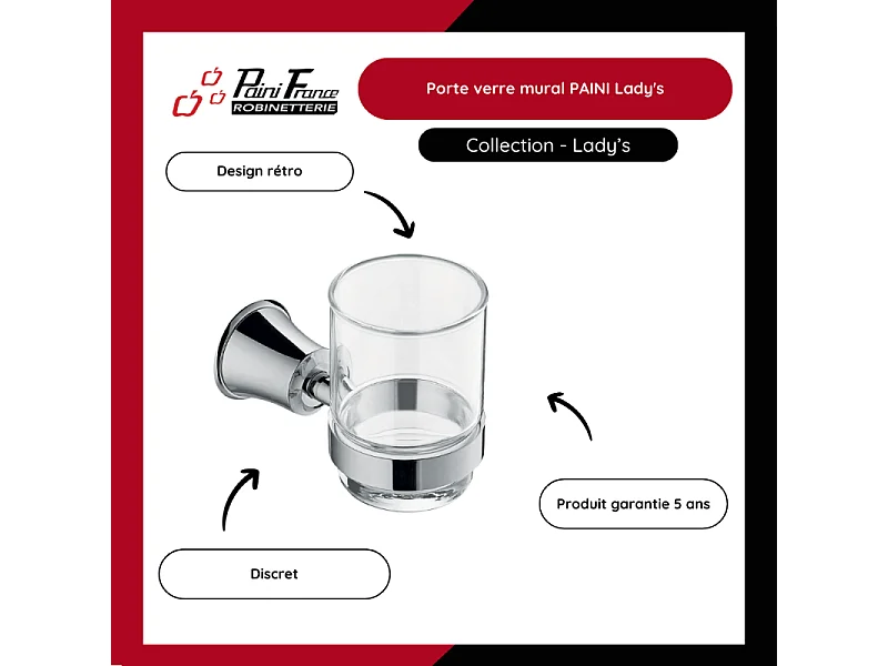 Porte verre mural PAINI Lady's Chromé