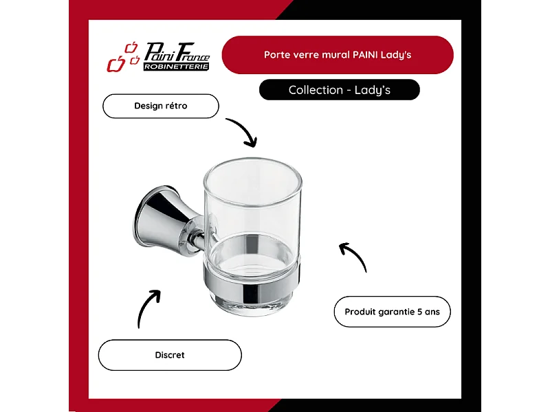 Porte verre mural PAINI Lady's Chromé