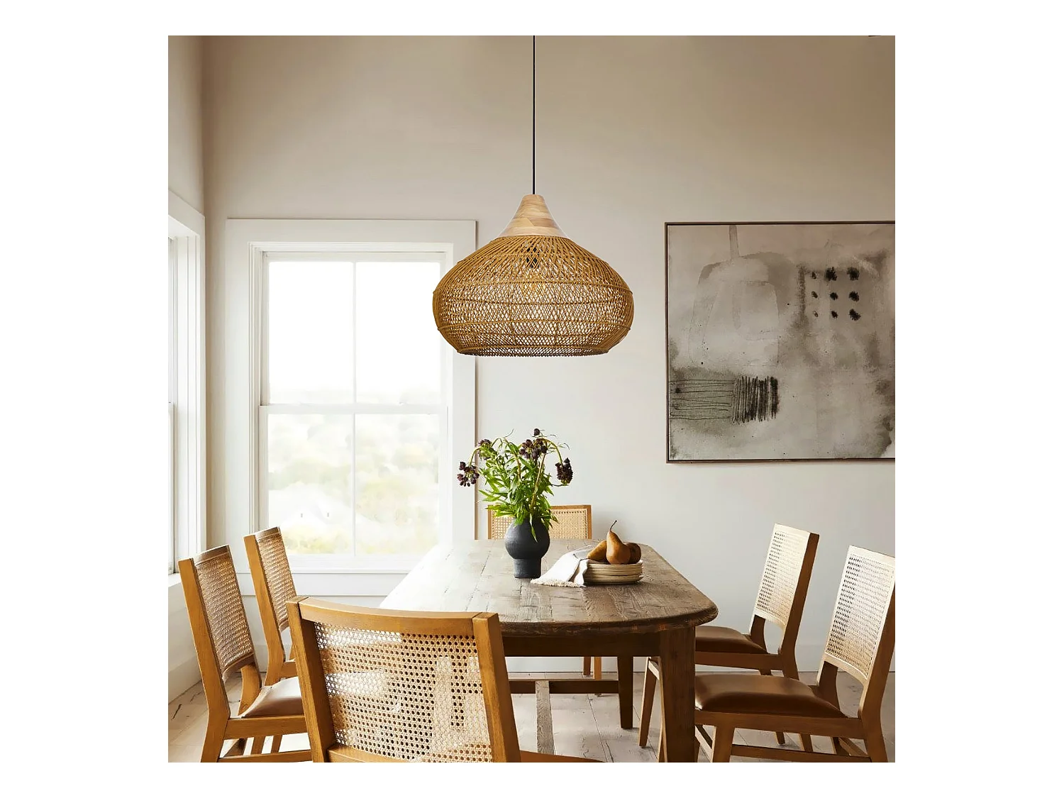 Suspension en rotin géométrique d40 cm x h32 cm