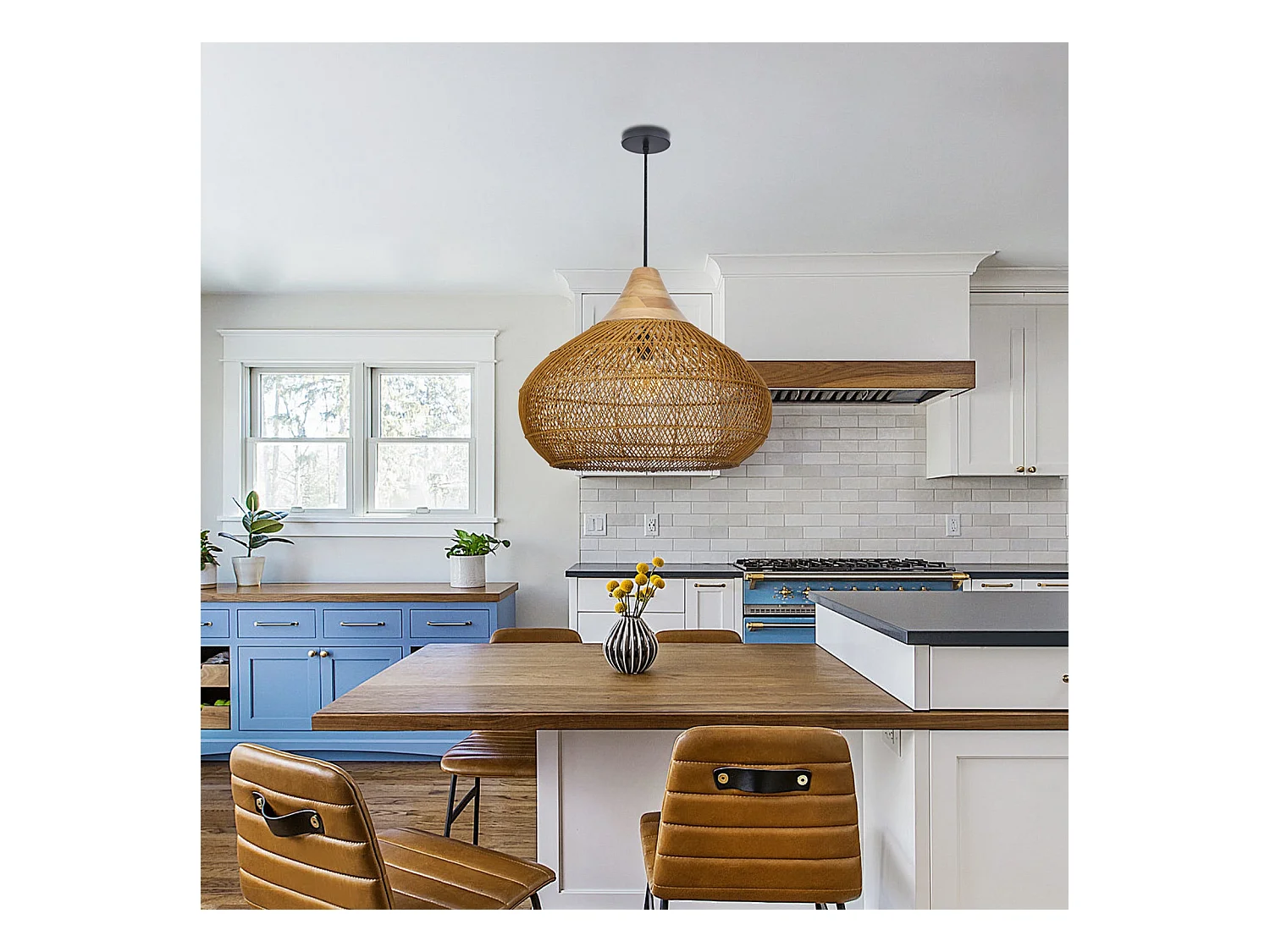 Suspension en rotin géométrique d40 cm x h32 cm