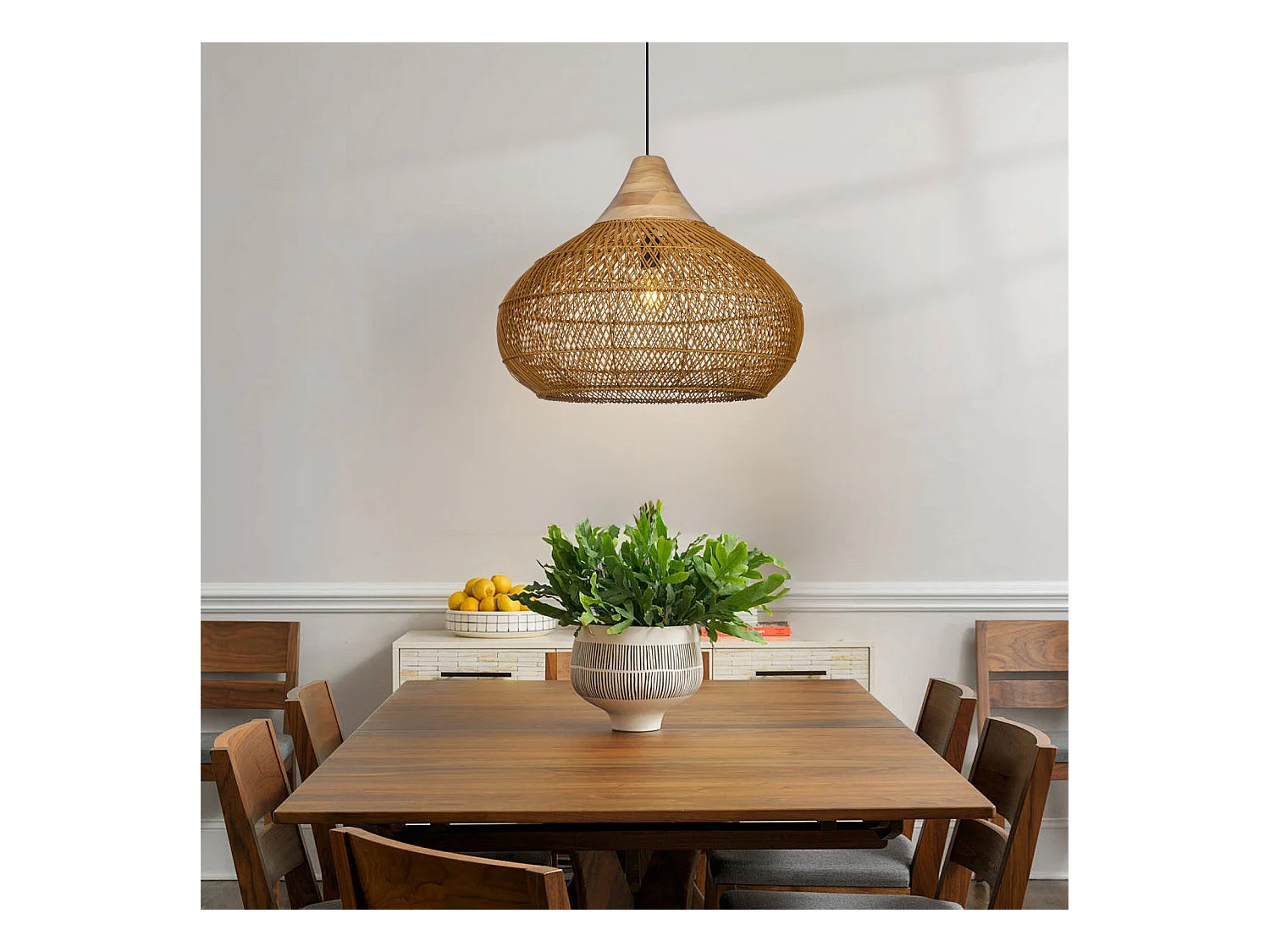 Suspension en rotin géométrique d60 cm x h45 cm