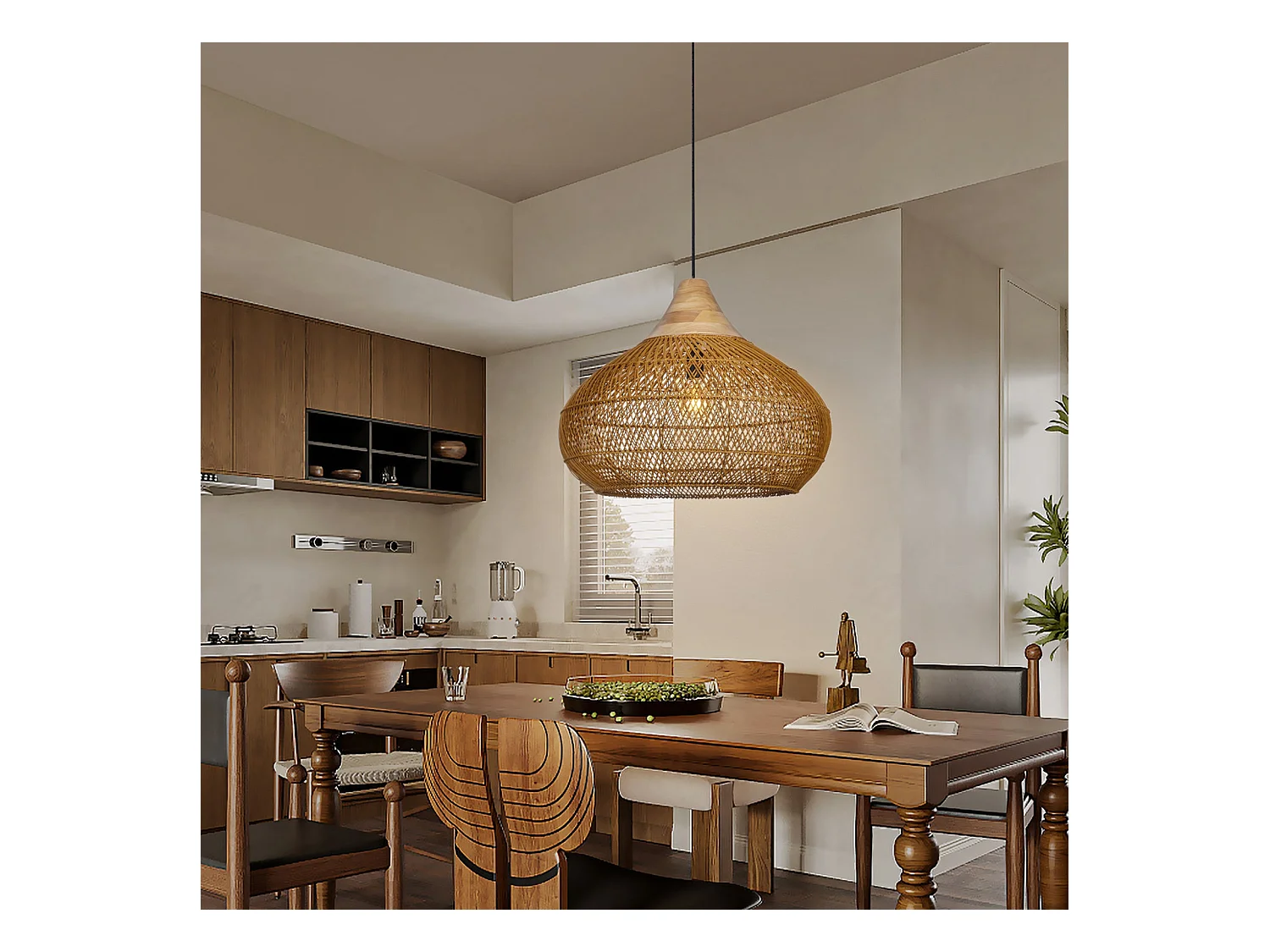 Suspension en rotin géométrique d60 cm x h45 cm