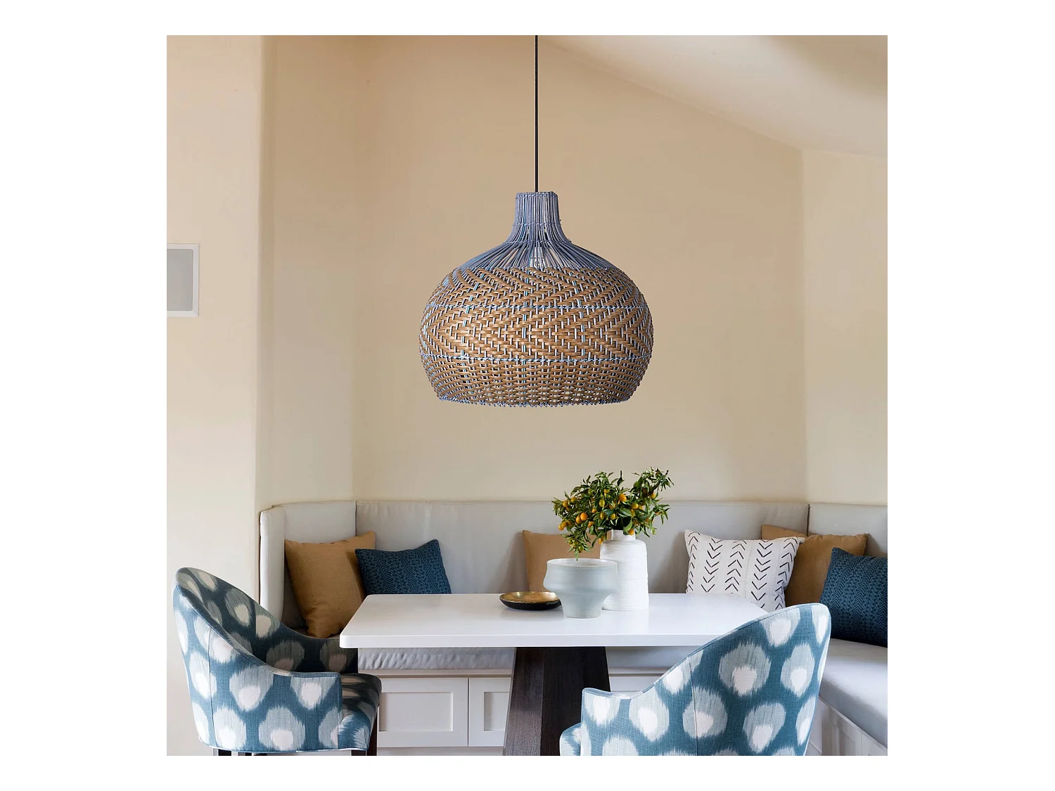 Suspension en rotin géométrique d60 cm x h55 cm