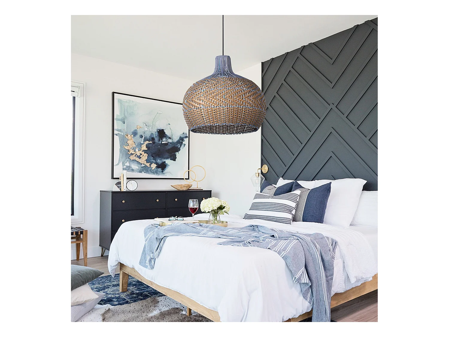 Suspension en rotin géométrique d60 cm x h55 cm