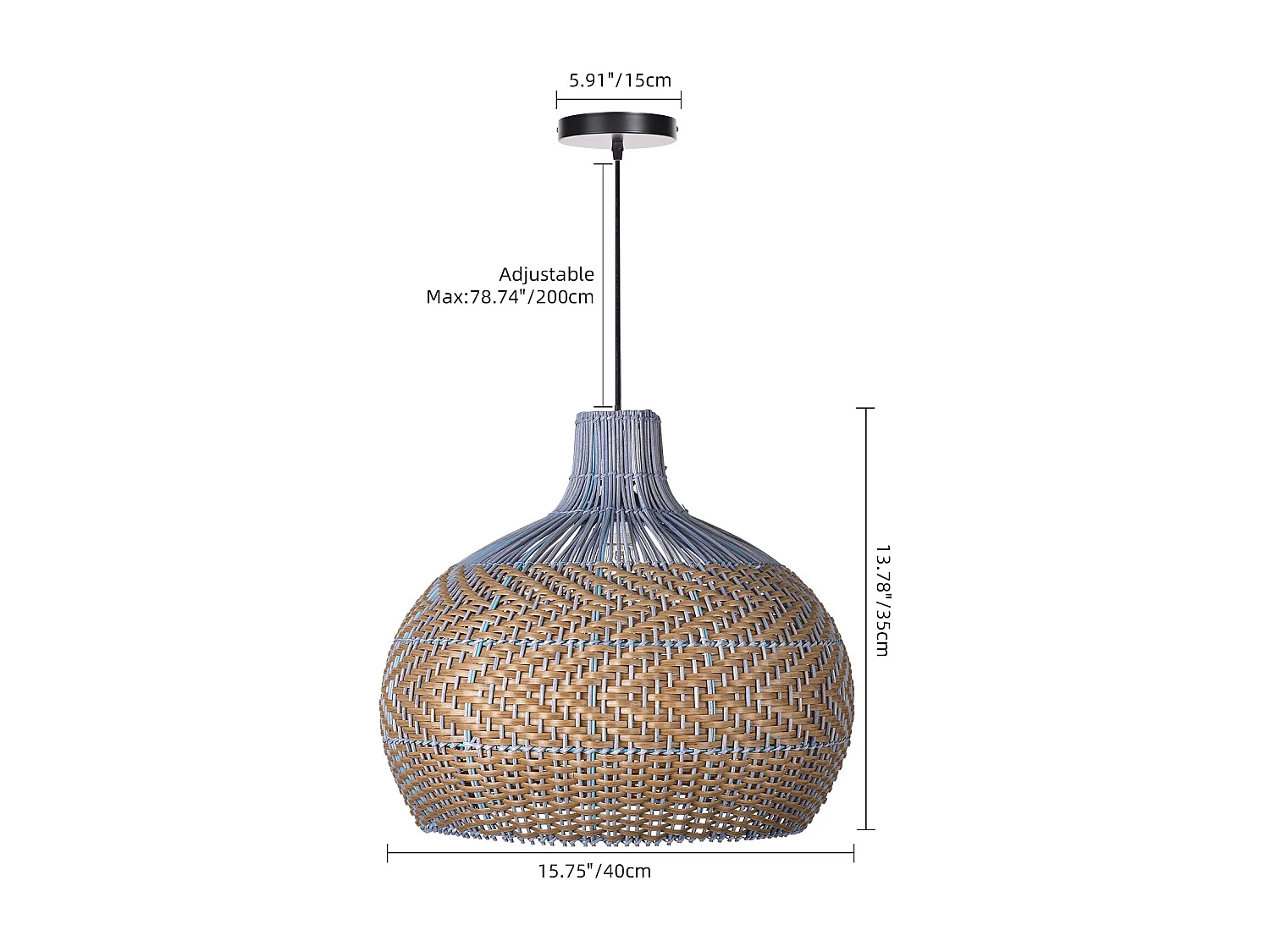 Suspension en rotin géométrique d60 cm x h55 cm