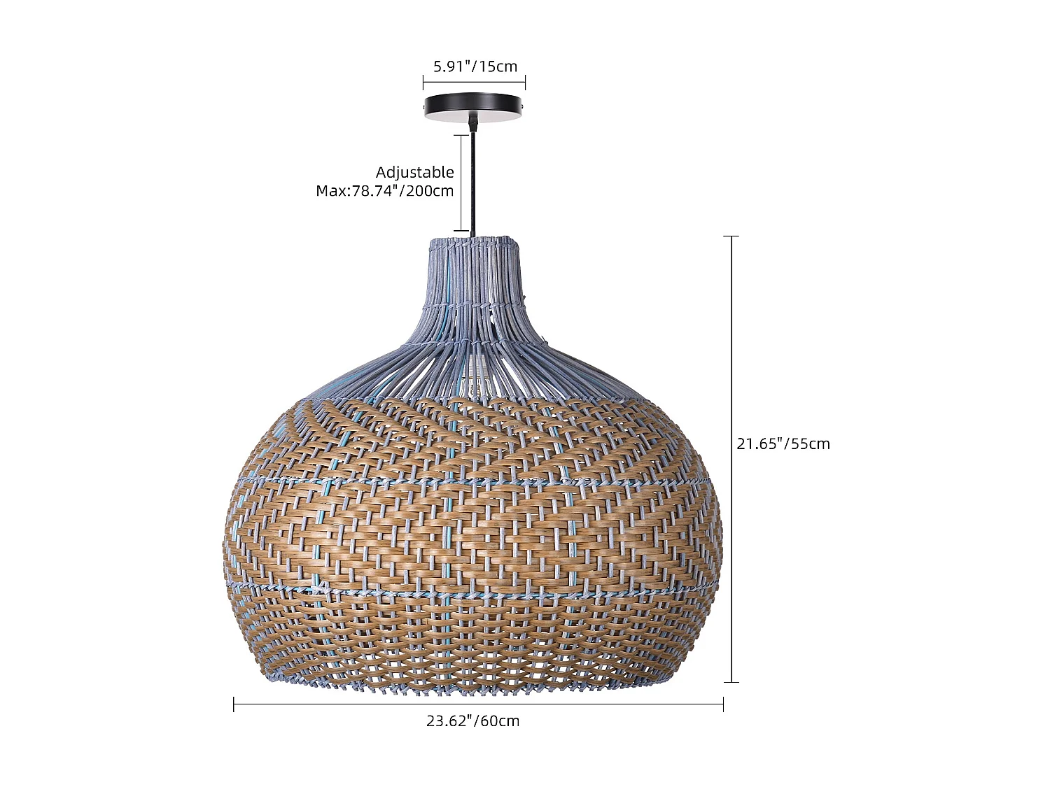 Suspension en rotin géométrique d60 cm x h55 cm