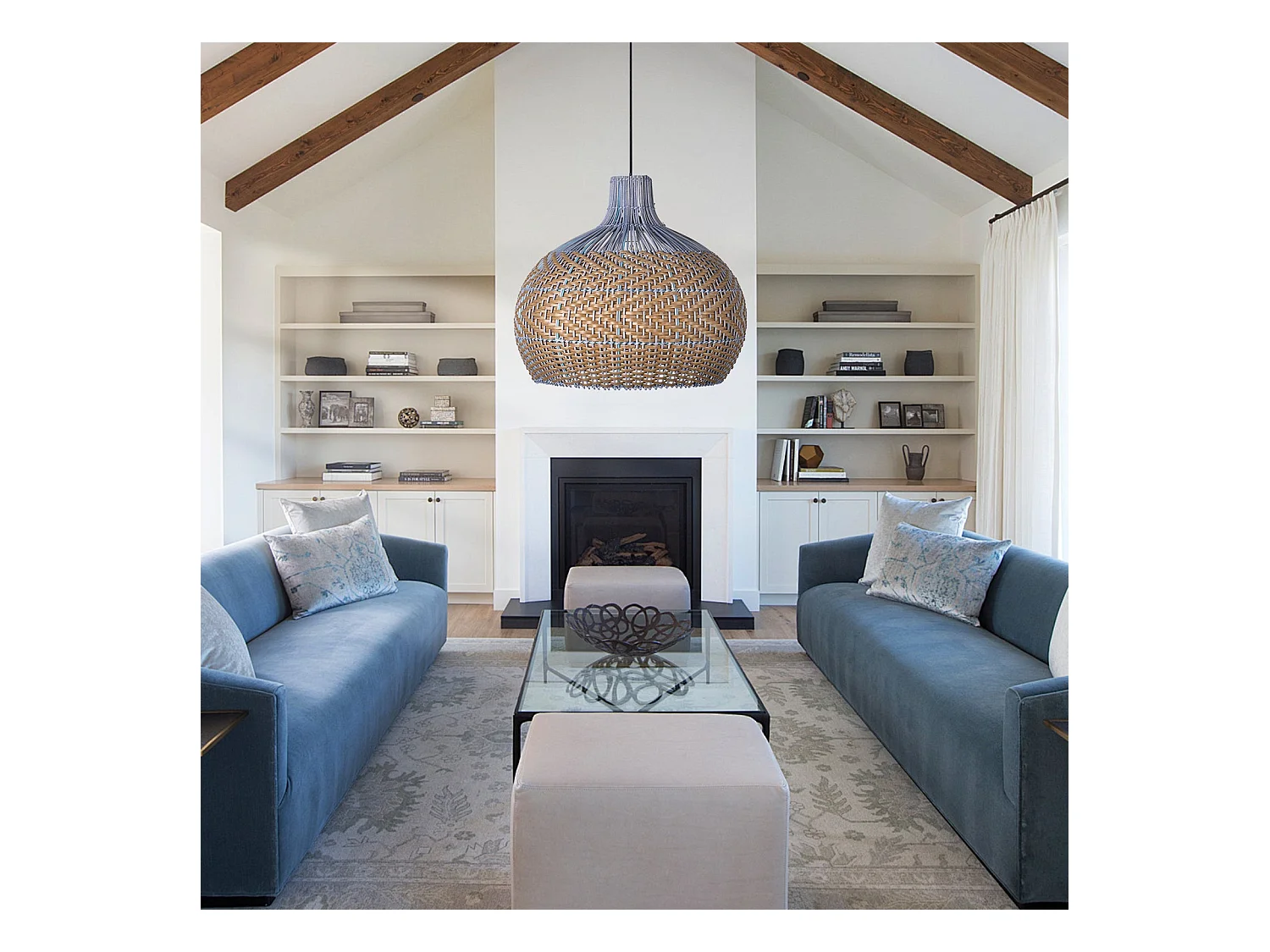 Suspension en rotin géométrique d40 cm x h35 cm