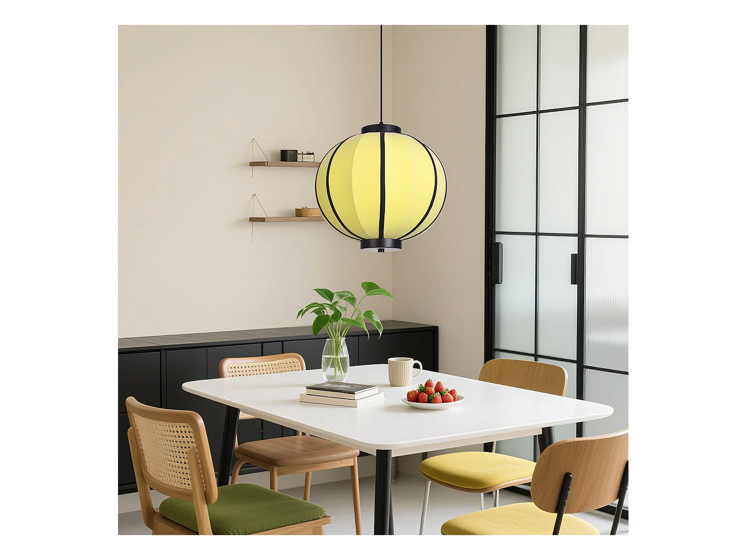 Lampe suspendue en rotin fabriquée à la main d50 cm x h40 cm