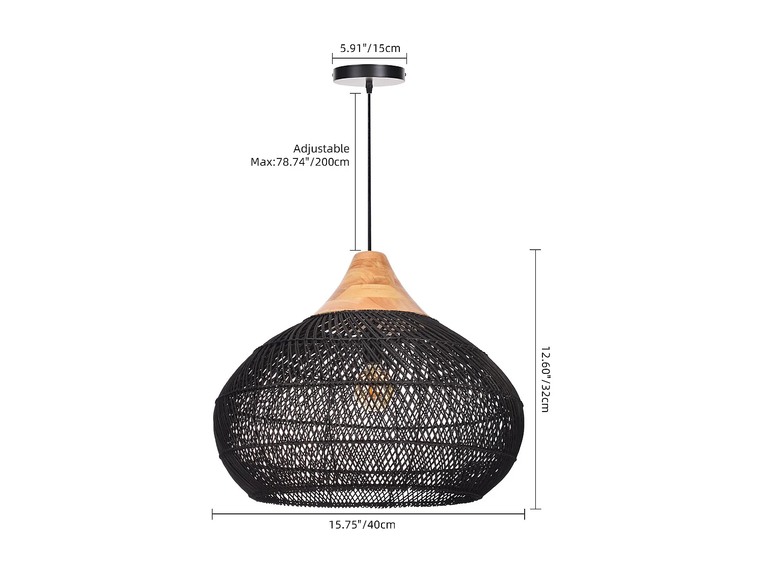 Suspension en rotin géométrique d50 cm x h40 cm