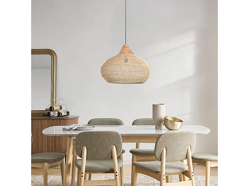 Suspension en rotin géométrique d60 cm x h45 cm