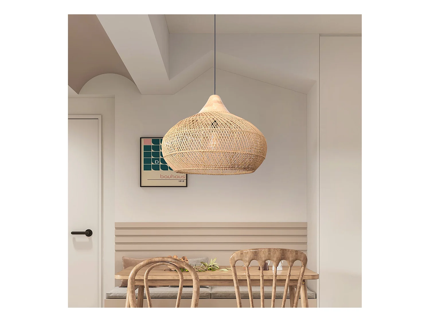 Suspension en rotin géométrique d60 cm x h45 cm