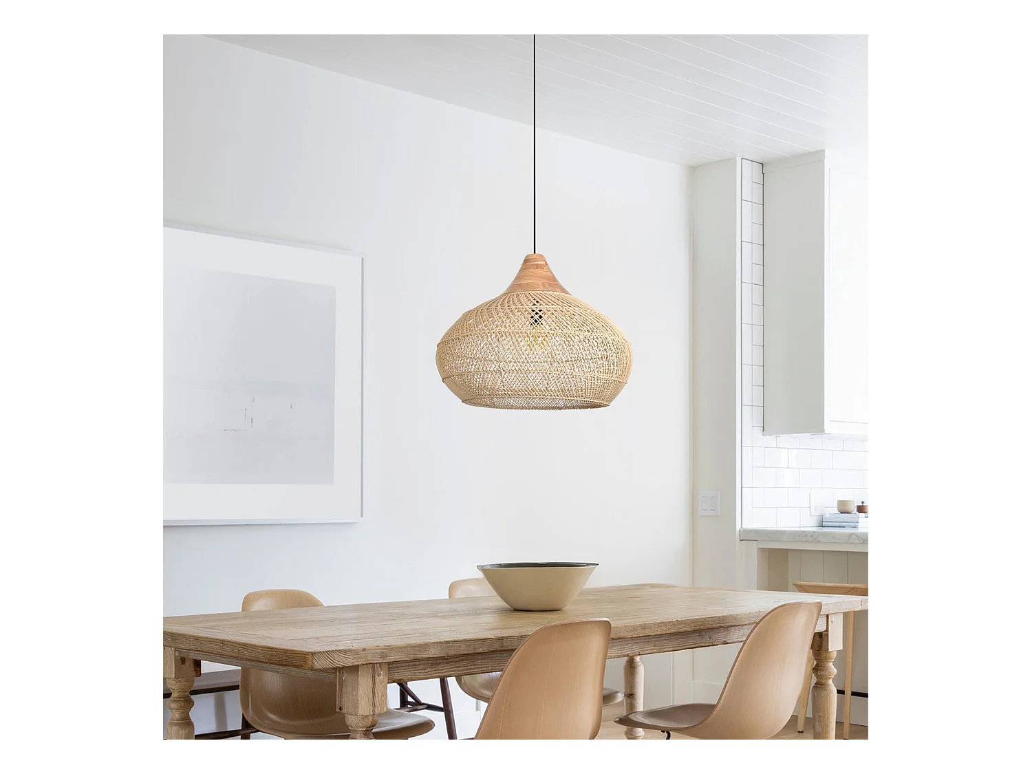 Suspension en rotin géométrique d60 cm x h45 cm