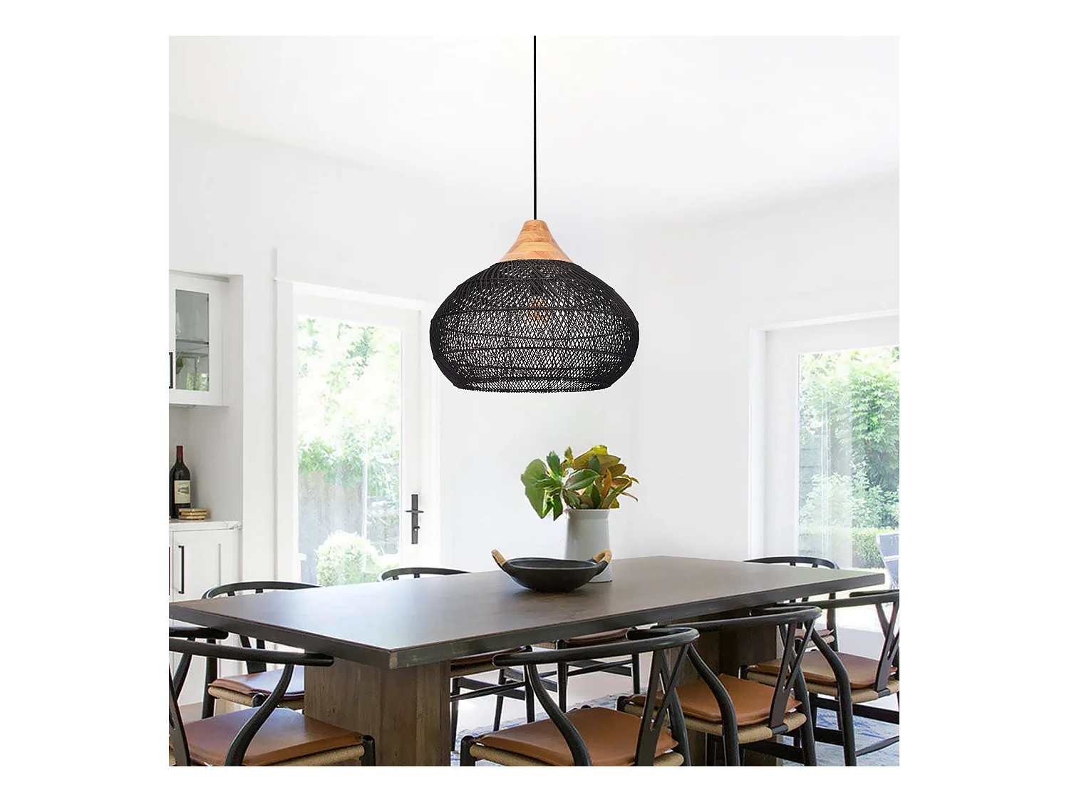 Suspension en rotin géométrique d60 cm x h45 cm